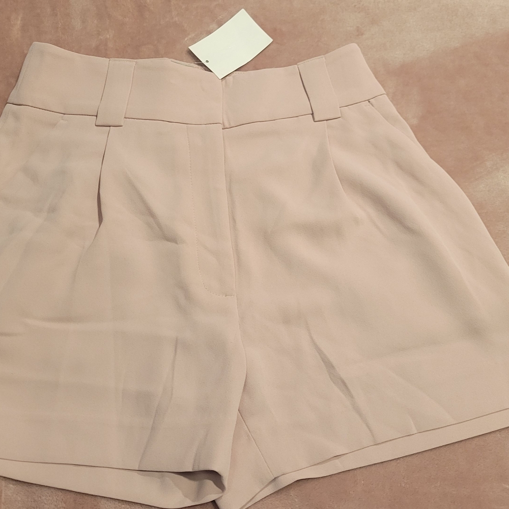 H by Halston Tan High Waist Tailored Shorts